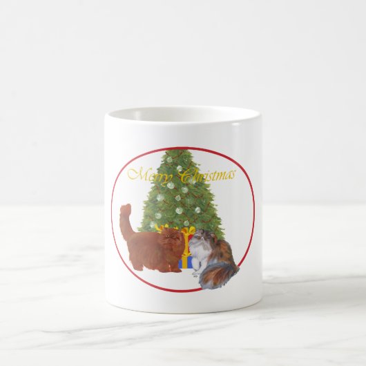 Mug Chats Persans Rouges et Calico Noël (Centre)
