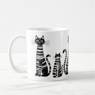 Mug Chats rayés noir et blanc d'art populaire