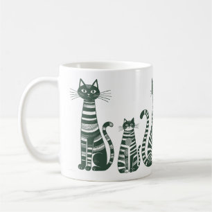 Mug Chats rayés noir et blanc d'art populaire