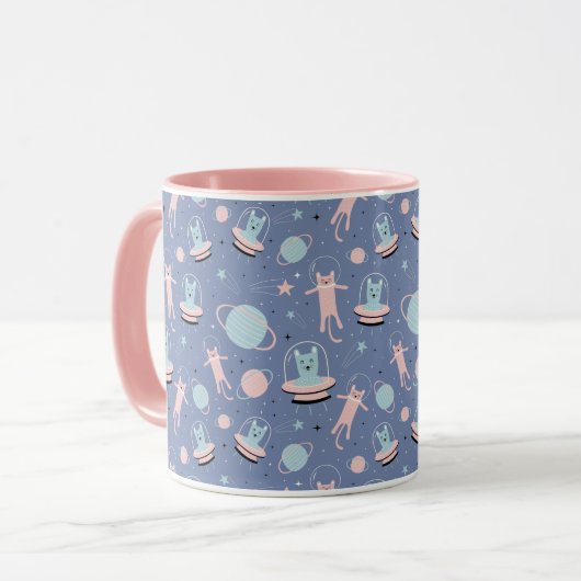 Mug Chats spatiaux mignons (Devant gauche)