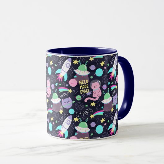 Mug Chats spatiaux mignons (Devant droit)
