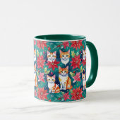 Mug Chats Tabby De Noël Avec Poinsettias (Devant droit)