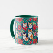 Mug Chats Tabby De Noël Avec Poinsettias (Devant gauche)