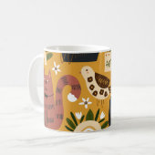 Mug Chats vintages et oiseaux, Main Tirée. (Devant gauche)