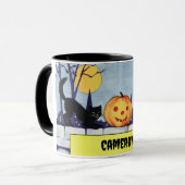 Mug Chats vintages personnalisables Citrouille Hallowe (Devant gauche)
