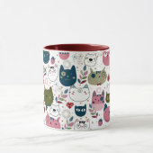 Mug Chats visage vert chaud muet turquoise rose motif (Centre)