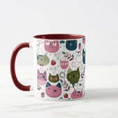 Mug Chats visage vert chaud muet turquoise rose motif (Gauche)
