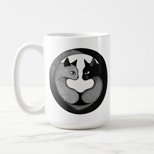 Mug 🐱 Chats Yin Yang Noirs Et Blancs Cadeau (Gauche)