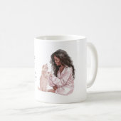 Mug Chatte crème aux cheveux noirs (Devant droit)