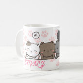 Mug chatte de pattes roses amusant avec ton nom (Devant gauche)