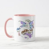 Mug Chatte Fée Blanche Fantaisiste Champignon Bleu Fan (Gauche)