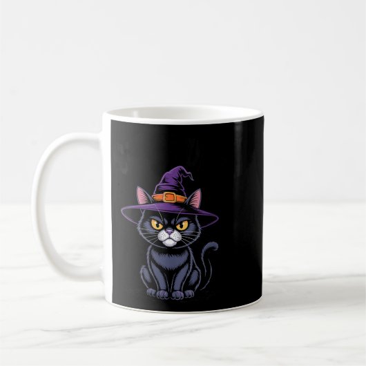 Mug Chatte féminine sorcière chat drôle chat noir (Gauche)