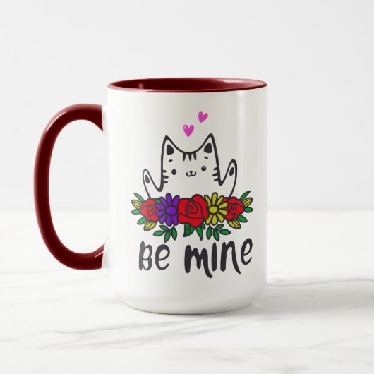 Mug chatte mignonne être mon amour câlins coeur valent (Gauche)