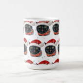 Mug Chatte noire drôle de Noël aquarelle (Centre)