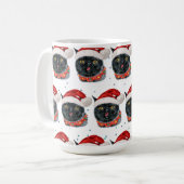 Mug Chatte noire drôle de Noël aquarelle (Devant gauche)