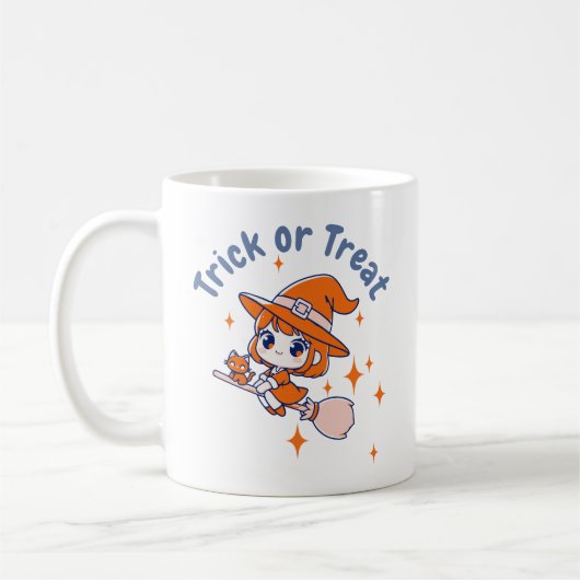 Mug Chatte sorcière Chibi "Trick or Treat" Halloween (Gauche)