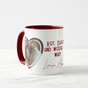 Mug Chaud Black Custom Heart Shape Photo I Noms Rouge