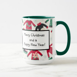 Mug Chaud de Noël moche Motif de vacances Vert Rouge