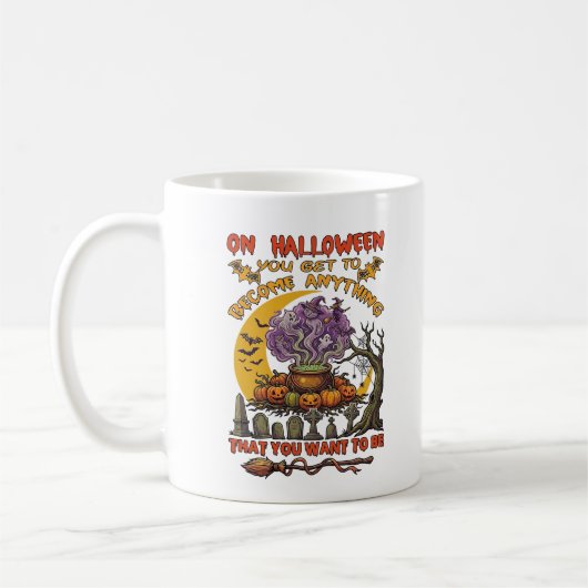 Mug Chaudière de chat de fantôme de citrouille Devenez (Gauche)