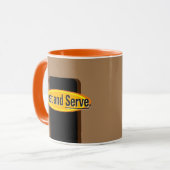 Mug Chauffage et servir le texte noir Gfx (Devant gauche)