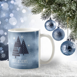 Mug Chauffeurs de cerfs Silhouette & Snowflakes Blue I