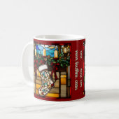 Mug Chaussette de Noël Faux Vitrail (Devant gauche)