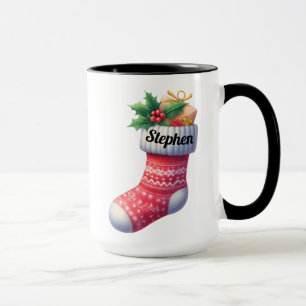 Mug Chaussette de Noël nordique rouge