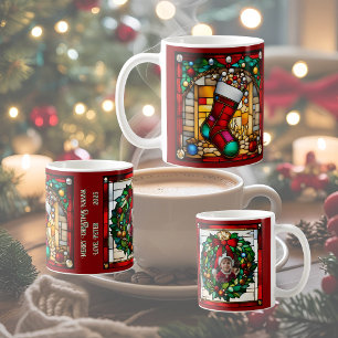 Mug Chaussette rouge faux vitrail