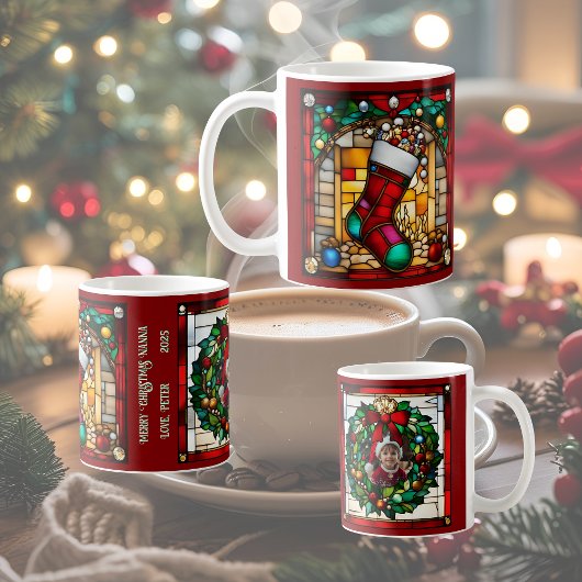 Mug Chaussette rouge faux vitrail