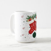 Mug Chaussettes de Noël et cadeaux mignons design de v (Devant gauche)
