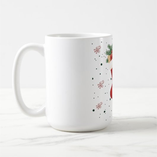 Mug Chaussettes de Noël et cadeaux mignons design de v (Gauche)