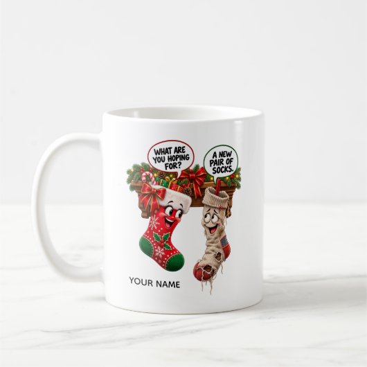 Mug Chaussettes drôles de Noël (Gauche)