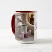 Mug Chaussettes Fluffy à café Hérisson mignonnes modif (Devant gauche)