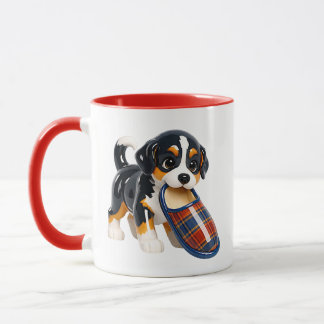 Mug Chausson à carreaux chiot mignon brillant