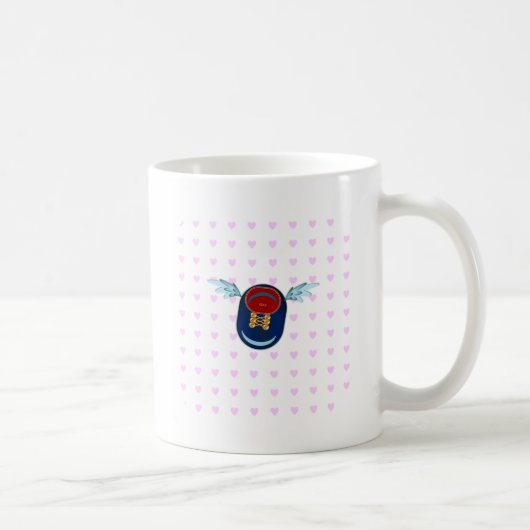Mug Chaussure à ailettes mignonne dessin animé & cœurs (Droite)