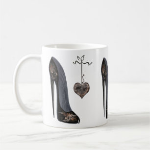 Mug Chaussure et coeur stylets noirs