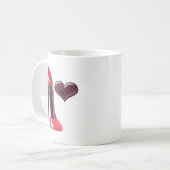Mug Chaussure et coeur stylets rouges (Devant gauche)