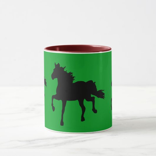 Mug Chaussure noire, cheval courant, café vert (Centre)