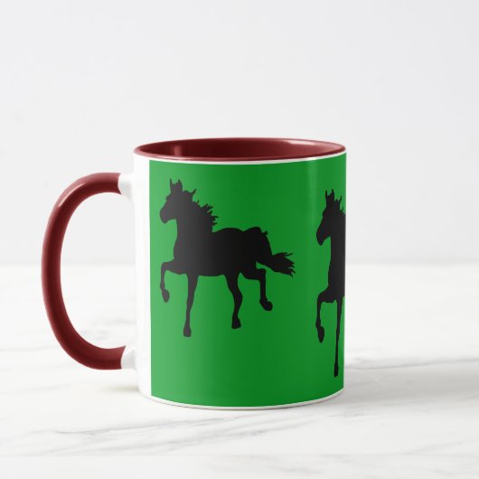 Mug Chaussure noire, cheval courant, café vert (Gauche)