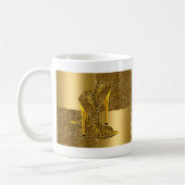 Mug Chaussures à talons hauts élégantes en léopard dor (Gauche)