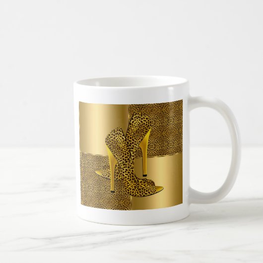 Mug Chaussures à talons hauts élégantes en léopard dor (Droite)