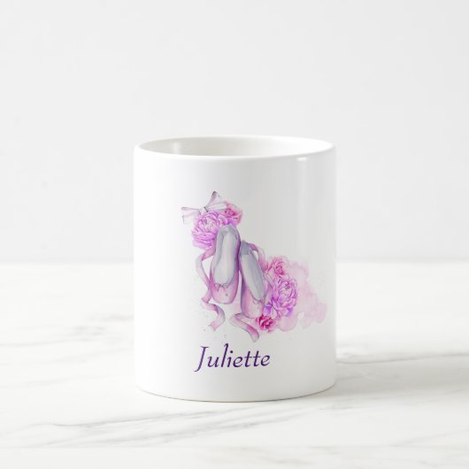 Mug Chaussures de Ballet en Aquarelle rose personnalis (Centre)