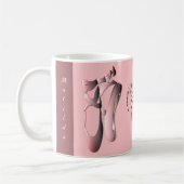 Mug Chaussures de pieds de ballet rose avec Monogramme (Gauche)