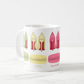 Mug Chaussures en stilettos, talons hauts et macarons (Devant gauche)