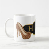 Mug Chaussures noires chics de parties scintillantes (Gauche)
