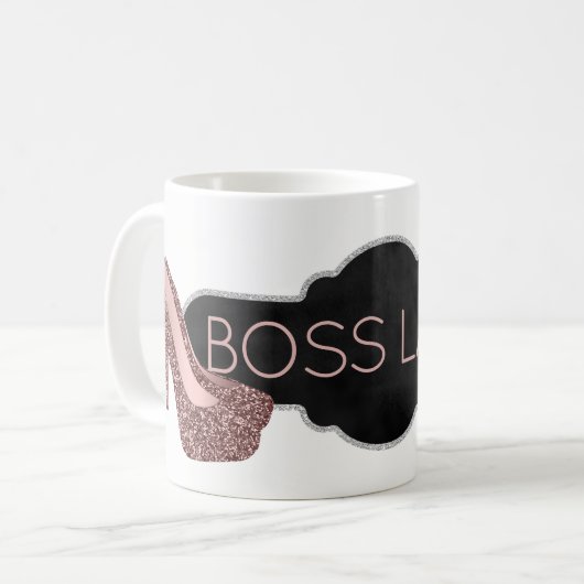 Mug Chaussures roses argentées chics de parties (Devant gauche)