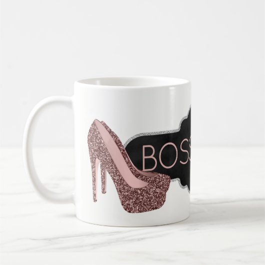Mug Chaussures roses argentées chics de parties (Gauche)