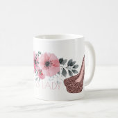 Mug Chaussures roses florales chics de parties (Devant droit)