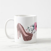 Mug Chaussures roses florales chics de parties (Gauche)