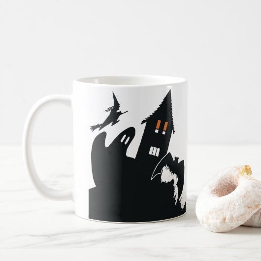 Mug Chauve-souris fantôme Haunch Halloween vintage Hal (Avec donut)